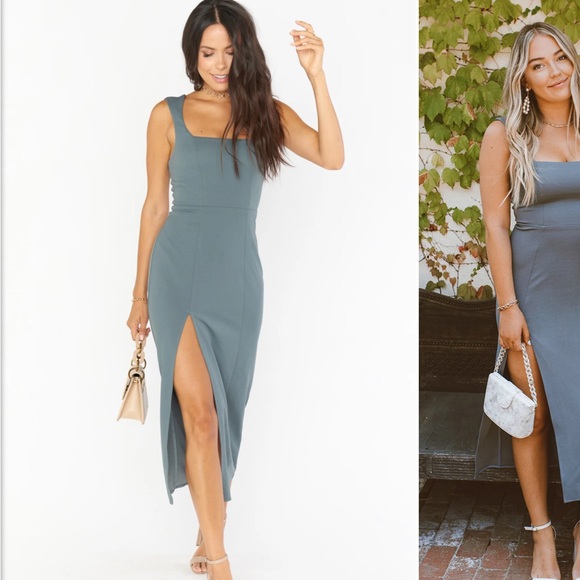 Show me your Mumu brand new with. Tags Eden midi dress in dusty sage stretch - Picture 2 of 10